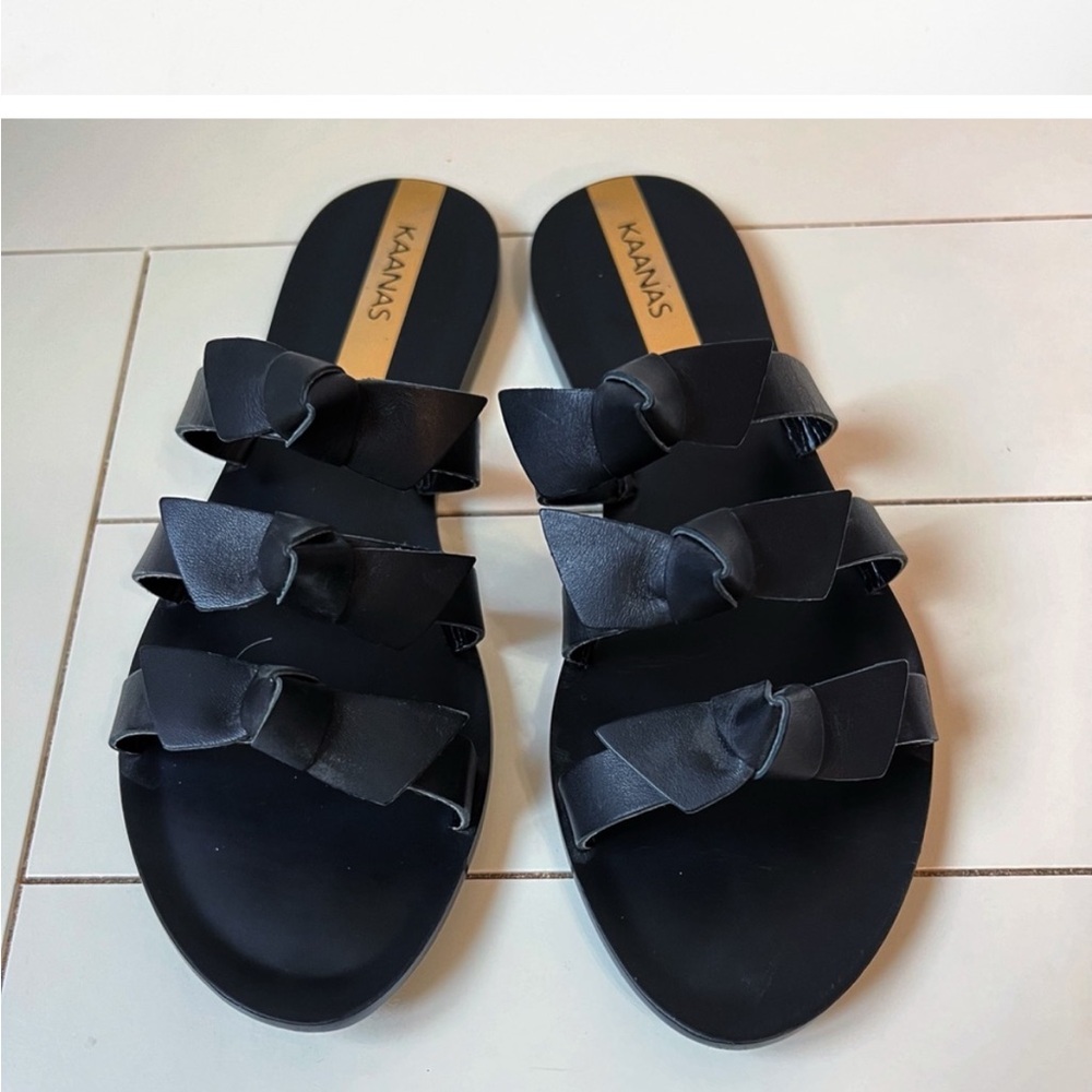 Kaanas Recife Bow Slide Sandals Black 7